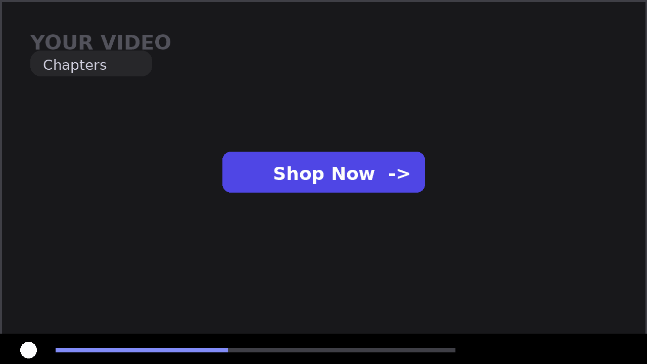 Interactive video maker CTA overlay editor with clickable button on a video frame